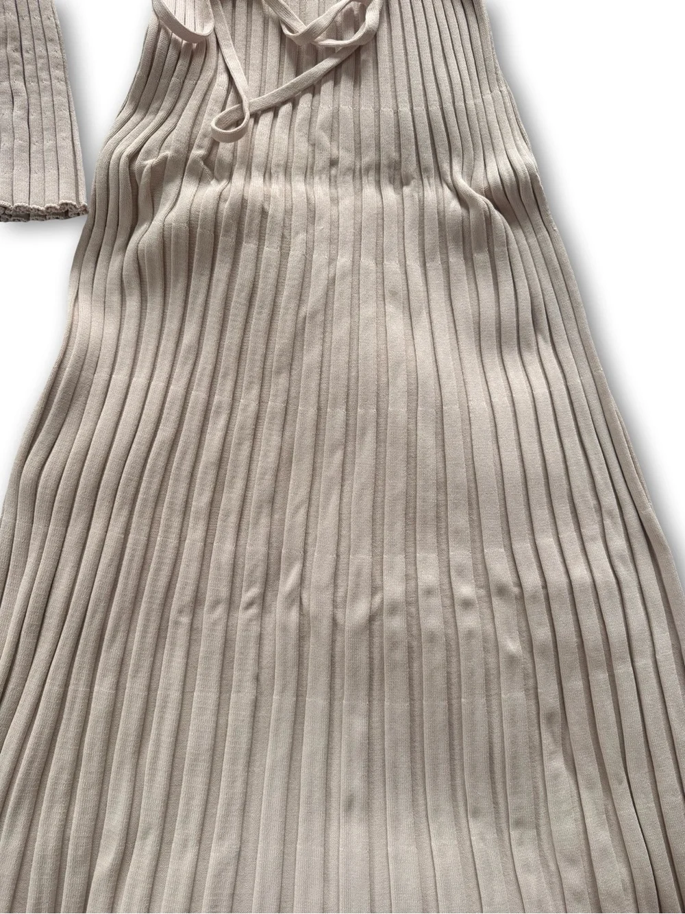 Dissh Ribbed Long Sleeve Maxi Dress in Light Beige - Picture 2 of 5